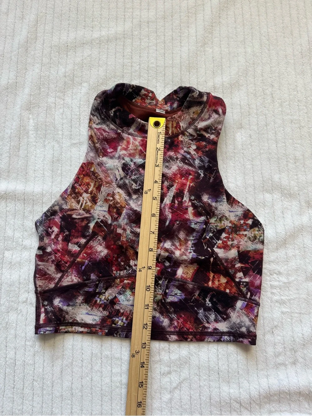 lululemon athletica Multicolor Abstract Racerback Sports Bra with Rust Mesh